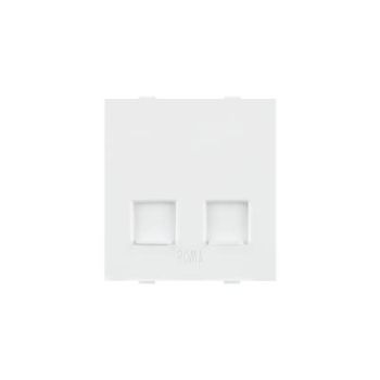 Roma White,  RJ 11, Telephone Jack Double With Shutter