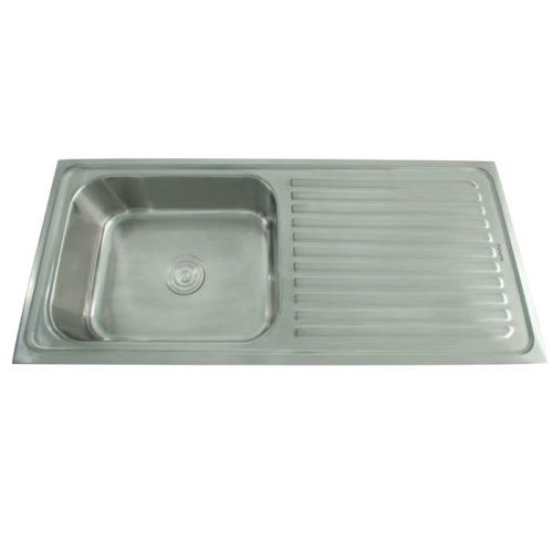 Futura Dura 45x20x8 Inch Single Bowl Stainless Steel Kitchen Sink with Drain Board - Satin Finish
