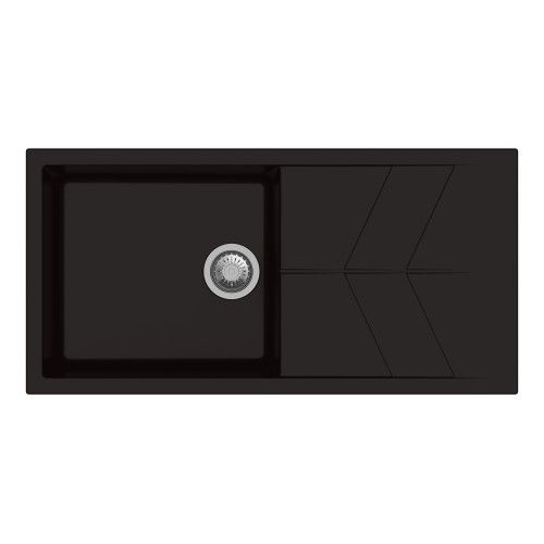 Carysil Quartz Jazz D100L 40 x 20 Inch Espresso Single Bowl Kitchen Sink with Drainer