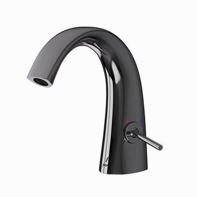 Jaquar Arc Joystick Basin Mixer Without Popup Waste With 450Mm Long Braided Hoses Black Chrome