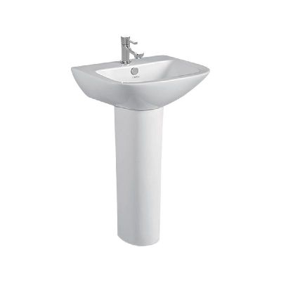 Cera Caila Wall Hung Wash Basin With Full Pedestal Snow-White