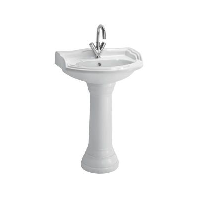 Cera Celeste Wall Hung Wash Basin With Full Pedestal Snow-White