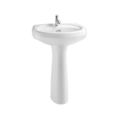 Cera Cornet Wall Hung Wash Basin With Full Pedestal Snow-White