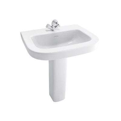 Cera Cruse Wall Hung Wash Basin With Full Pedestal Ivory