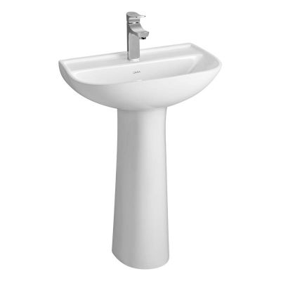 Cera Canah Wall Hung Wash Basin With Full Pedestal Snow-White