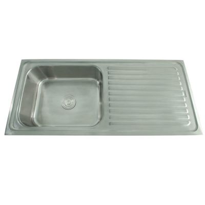 Futura Dura Single Bowl Kitchen Sink with Drain Board- Satin