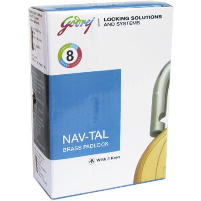 Godrej Lock - NAV-TAL Brass Padlock 8 Levers 3 Keys