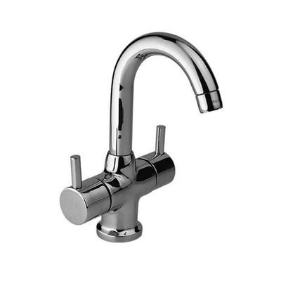 Jaquar Florentine Central Hole Basin Mixer With Regular Spout Without Popup Waste System With 450Mm Long Braided Hoses, 20Mm Cartridge Size