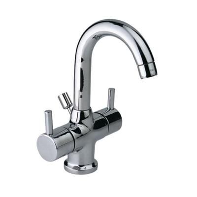 Jaquar Florentine Central Hole Basin Mixer With Round Spout With Popup Waste System With 450Mm Long Braided Hoses, 20Mm Cartridge Size