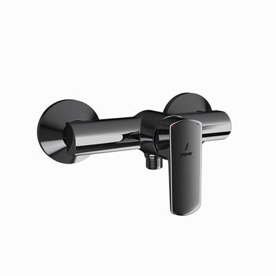 Jaquar Kubix Prime Single Lever Exposed Shower Mixer For Connection To Hand Shower With Connecting Legs & Wall Flanges Black Chrome