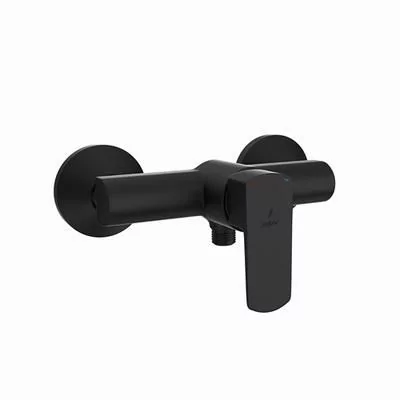 Jaquar Kubix Prime Single Lever Exposed Shower Mixer For Connection To Hand Shower With Connecting Legs & Wall Flanges Black Matt