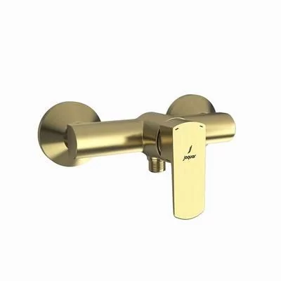 Jaquar Kubix Prime Single Lever Exposed Shower Mixer For Connection To Hand Shower With Connecting Legs & Wall Flanges Dust Gold