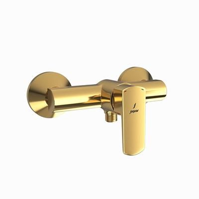 Jaquar Kubix Prime Single Lever Exposed Shower Mixer For Connection To Hand Shower With Connecting Legs & Wall Flanges Full Gold