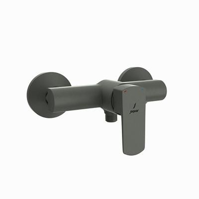 Jaquar Kubix Prime Single Lever Exposed Shower Mixer For Connection To Hand Shower With Connecting Legs & Wall Flanges Graphite