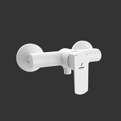 Jaquar Kubix Prime Single Lever Exposed Shower Mixer For Connection To Hand Shower With Connecting Legs & Wall Flanges White Matt