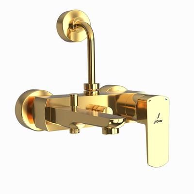 Jaquar Kubix Prime Single Lever Wall Mixer 3-In-1 System With Provision For Both Hand Shower And Overhead Shower Complete With 115Mm Long Bend Pipe, Connecting Legs & Wall Flange (Without Hand & Overhead Shower) Full Gold