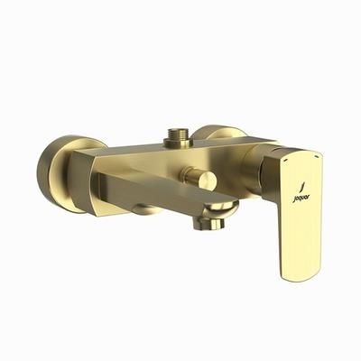 Jaquar Kubix Prime Single Lever Wall Mixer With Provision For Connection To Exposed Shower Pipe (Sha-1211) With Connecting Legs & Wall Flanges Dust Gold