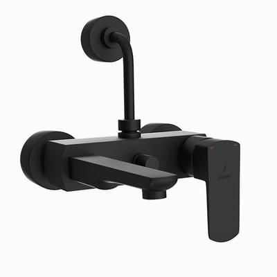 Jaquar Kubix Prime Single Lever Wall Mixer With Provision For Overhead Shower With 115Mm Long Bend Pipe On Upper Side, Connecting Legs & Wall Flanges Black Matt