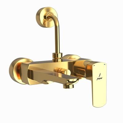 Jaquar Kubix Prime Single Lever Wall Mixer With Provision For Overhead Shower With 115Mm Long Bend Pipe On Upper Side, Connecting Legs & Wall Flanges Full Gold