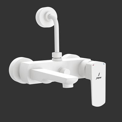 Jaquar Kubix Prime Single Lever Wall Mixer With Provision For Overhead Shower With 115Mm Long Bend Pipe On Upper Side, Connecting Legs & Wall Flanges White Matt
