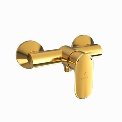 Jaquar Opal Prime Single Lever Exposed Shower Mixer For Connection To Hand Shower With Connecting Legs & Wall Flanges Full Gold