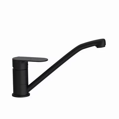 Jaquar Opal Prime Single Lever Sink Mixer With Swinging Spout (Table Mounted) With 450Mm Long Braided Hoses Black Matt
