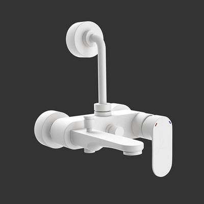 Jaquar Opal Prime Single Lever Wall Mixer 3-In-1 System With Provision For Both Hand Shower And Overhead Shower Complete With 115Mm Long Bend Pipe, Connecting Legs & Wall Flange (Without Hand & Overhead Shower) White Matt