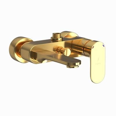Jaquar Opal Prime Single Lever Wall Mixer With Provision For Connection To Exposed Shower Pipe (Sha-1211) With Connecting Legs & Wall Flanges Full Gold