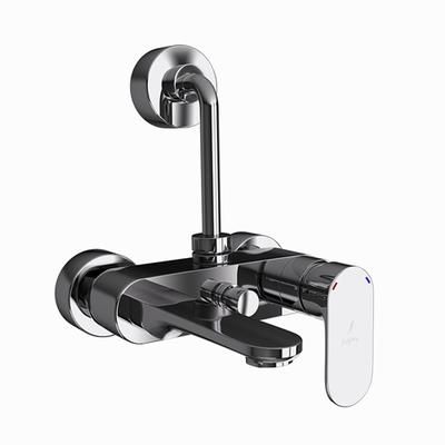 Jaquar Opal Prime Single Lever Wall Mixer With Provision For Overhead Shower With 115Mm Long Bend Pipe On Upper Side, Connecting Legs & Wall Flanges Black Chrome