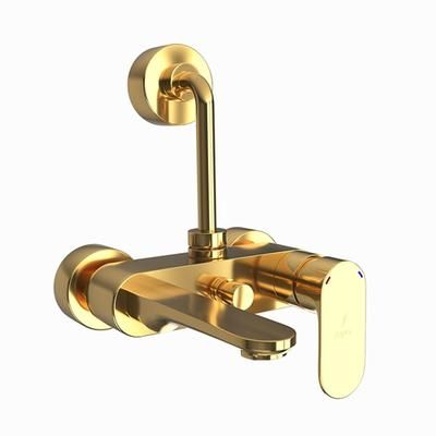 Jaquar Opal Prime Single Lever Wall Mixer With Provision For Overhead Shower With 115Mm Long Bend Pipe On Upper Side, Connecting Legs & Wall Flanges Full Gold