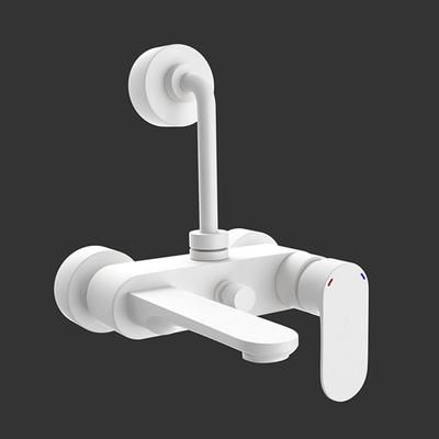 Jaquar Opal Prime Single Lever Wall Mixer With Provision For Overhead Shower With 115Mm Long Bend Pipe On Upper Side, Connecting Legs & Wall Flanges White Matt