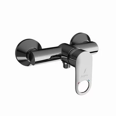 Jaquar Ornamix Prime Single Lever Exposed Shower Mixer For Connection To Hand Shower With Connecting Legs & Wall Flanges Black Chrome