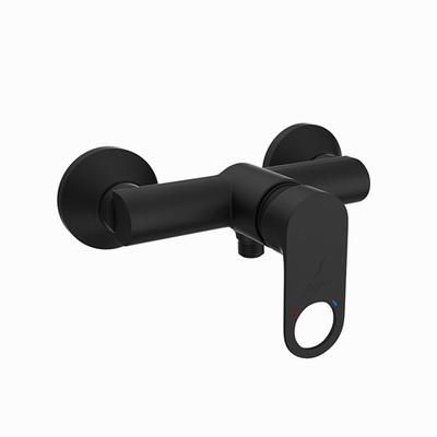 Jaquar Ornamix Prime Single Lever Exposed Shower Mixer For Connection To Hand Shower With Connecting Legs & Wall Flanges Black Matt