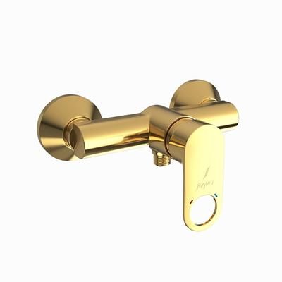 Jaquar Ornamix Prime Single Lever Exposed Shower Mixer For Connection To Hand Shower With Connecting Legs & Wall Flanges Full Gold
