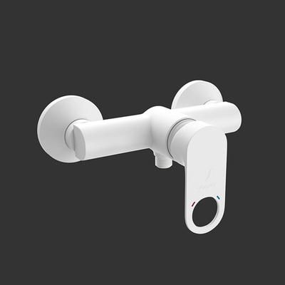 Jaquar Ornamix Prime Single Lever Exposed Shower Mixer For Connection To Hand Shower With Connecting Legs & Wall Flanges White Matt