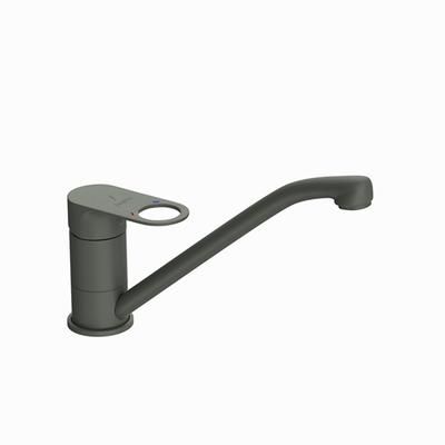 Jaquar Ornamix Prime Single Lever Sink Mixer With Swinging Spout (Table Mounted) With 450Mm Long Braided Hoses Graphite