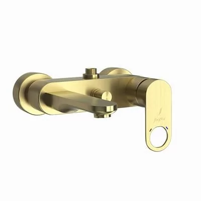 Jaquar Ornamix Prime Single Lever Wall Mixer With Provision For Connection To Exposed Shower Pipe With Connecting Legs & Wall Flanges Dust Gold