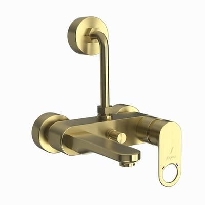 Jaquar Ornamix Prime Single Lever Wall Mixer With Provision For Overhead Shower With 115Mm Long Bend Pipe On Upper Side, Connecting Legs & Wall Flanges Dust Gold