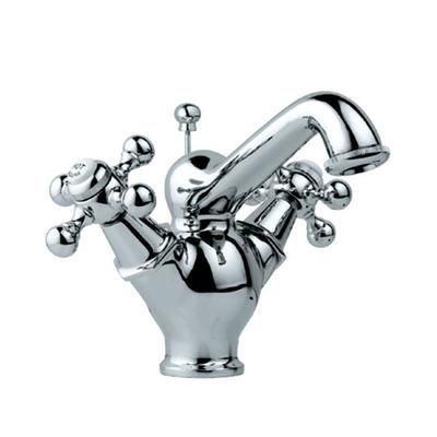 Jaquar Queens Central Hole Basin Mixer With Regular Spout With Popup Waste System With 450Mm Long Braided Hoses