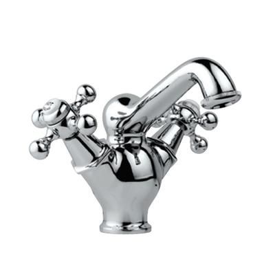 Jaquar Queens Central Hole Basin Mixer With Regular Spout Without Popup Waste System With 450Mm Long Braided Hoses