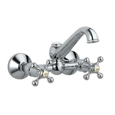 Jaquar Queens Sink Mixer With Regular Swinging Spout (Wall Mounted Model) With Connecting Legs & Wall Flanges
