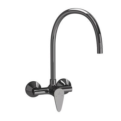 Jaquar Vignette Prime Single Lever Sink Mixer With Swinging Spout On Upper Side (Wall Mounted Model) With Connecting Legs & Wall Flanges Black Chrome