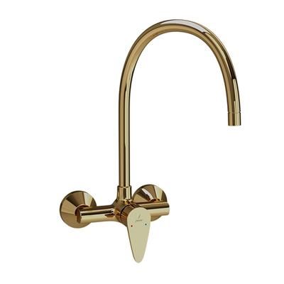 Jaquar Vignette Prime Single Lever Sink Mixer With Swinging Spout On Upper Side (Wall Mounted Model) With Connecting Legs & Wall Flanges Full Gold