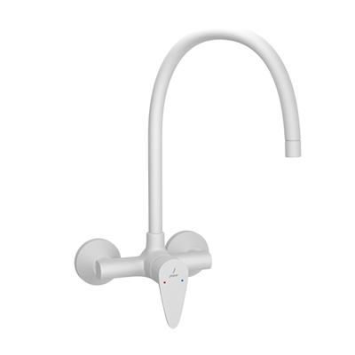 Jaquar Vignette Prime Single Lever Sink Mixer With Swinging Spout On Upper Side (Wall Mounted Model) With Connecting Legs & Wall Flanges White Matt