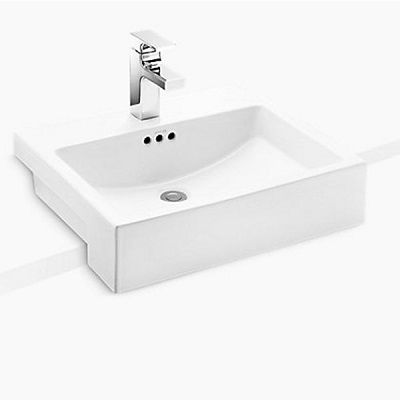 Kohler Ladena Semi-Recessed Lavatory With Single Faucet Hole In White (K-729071-0)