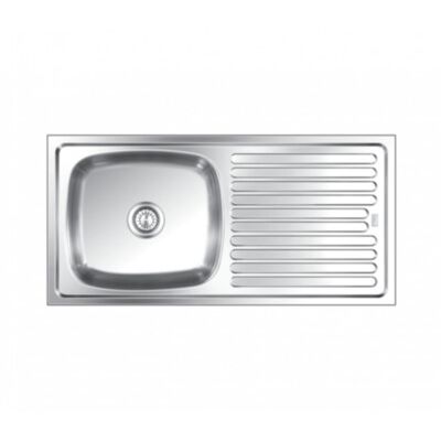 Nirali Bg Elegance 304 Stainless Steel  Kitchen Sink Single Bowl with Drain Board Glossy
