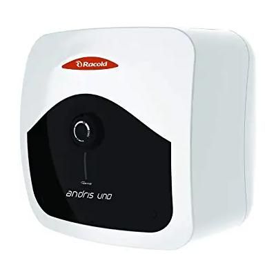 Racold Andris Uno White Body Black Panel Storage 2KW 10 Liter Vertical Water Heater