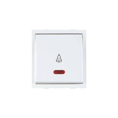 Roma White, 10A, Bell Push  Switch With Neon
