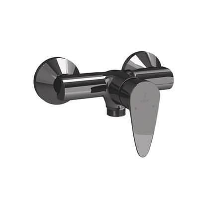 Jaquar Vignette Prime Single Lever Exposed Shower Mixer For Connection To Hand Shower With Connecting Legs & Wall Flanges Black Chrome