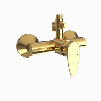 Jaquar Vignette Prime Single Lever Exposed Shower Mixer With Provision For Connection To Exposed Shower Pipe & Hand Shower With Connecting Legs & Wall Flanges Full Gold